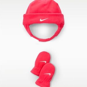 Nike Kids Bright Pink Fleece Hat and Mittens 2/4 T